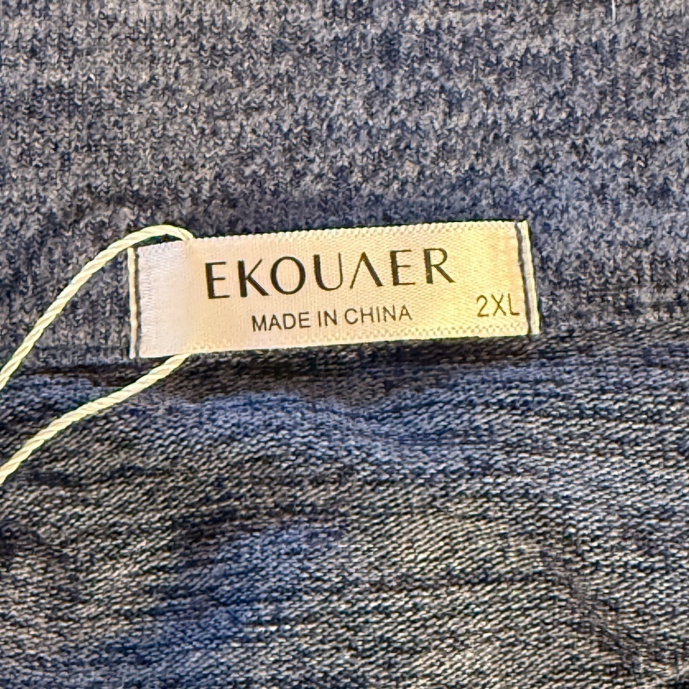 Ekouaer 2XL NWT Blue Button Down Pajama Set Long Sleeve - Picture 9 of 16